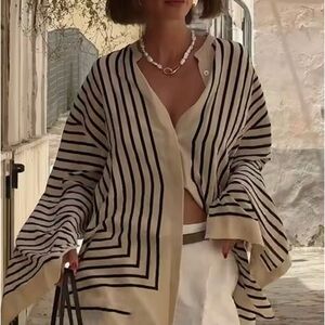 Casual Striped Silk Shirts.